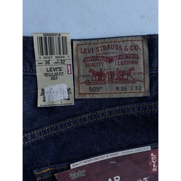Vintage Y2K Levi’s 505 Regular Fit Straight Leg Men’s W36 L32 Dark Blue Jeans - Picture 10 of 15